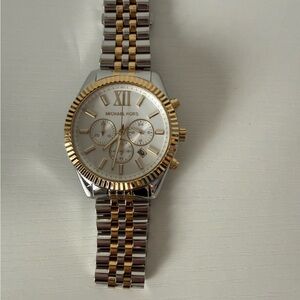 Michael Kors Two-Tone oversized Lexington Chronograph Watch; perfect condition.